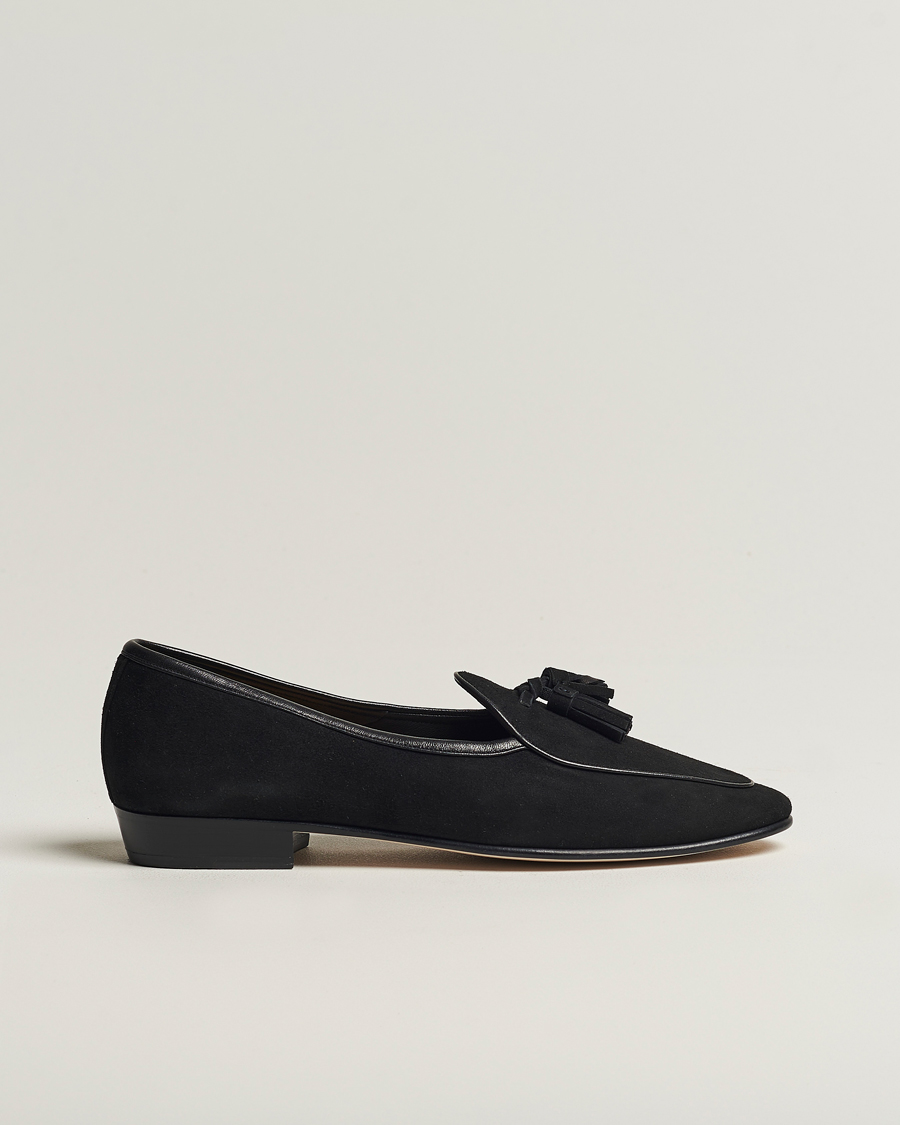 Homme | Baudoin & Lange Sagan Classic Tassel Loafers Black Suede | Baudoin & Lange | Sagan Classic Tassel Loafers Black Suede
