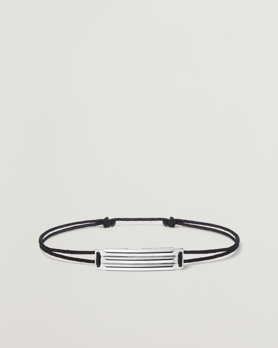 Homme | LE GRAMME Godron Cord Bracelet Black/Sterling Silver | LE GRAMME | Godron Cord Bracelet Black/Sterling Silver