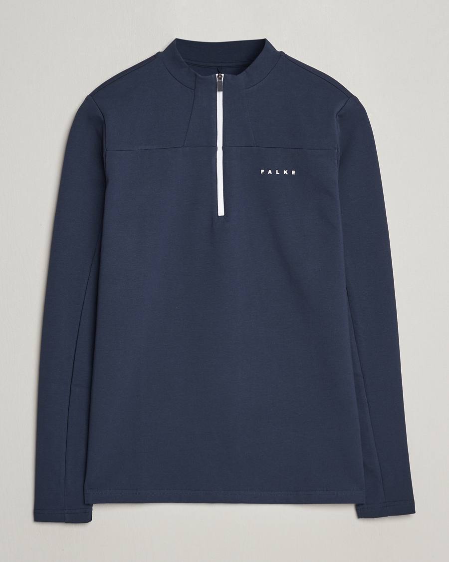 Homme | Pulls Et Tricots | Falke Sport | Falke Organic Cotton Mix Half Zip Space Blue