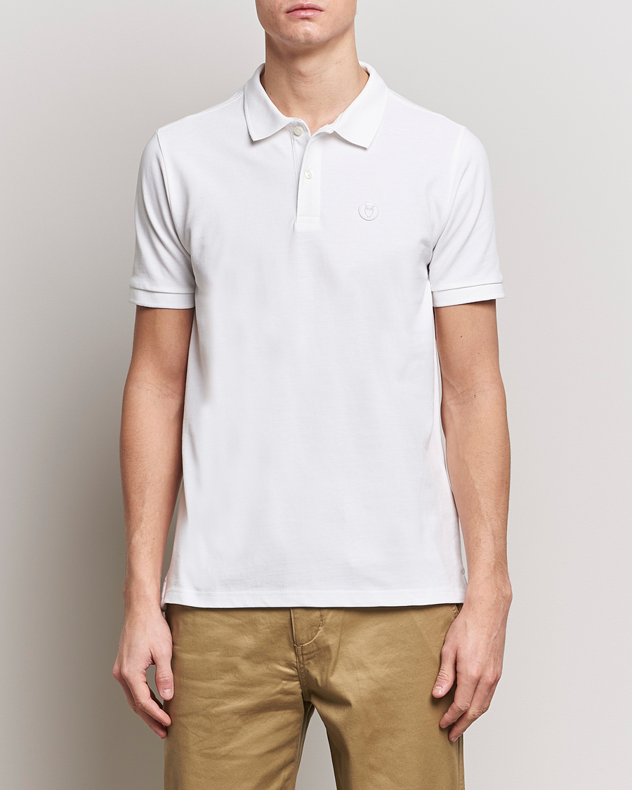 Homme | Polos | KnowledgeCotton Apparel | Toke Badge Polo Bright White