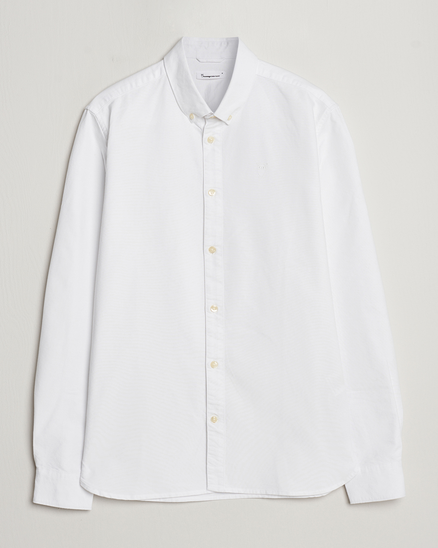 Heren | Overhemden | KnowledgeCotton Apparel | Harald Small Owl Regular Oxford Shirt Bright White