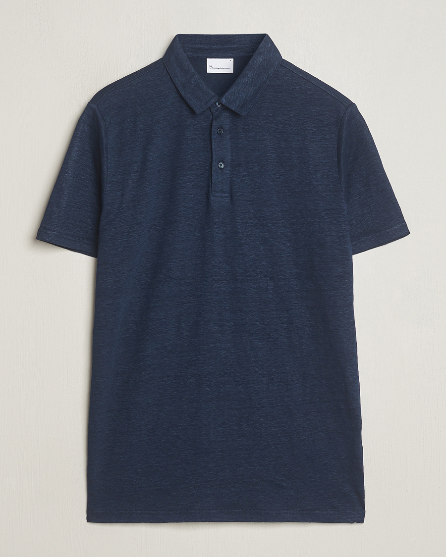 Heren | Polo's | KnowledgeCotton Apparel | Regular Linen Polo Total Eclipse