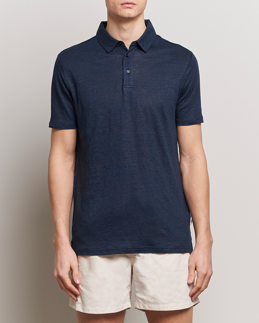 Heren | Polo's | KnowledgeCotton Apparel | Regular Linen Polo Total Eclipse