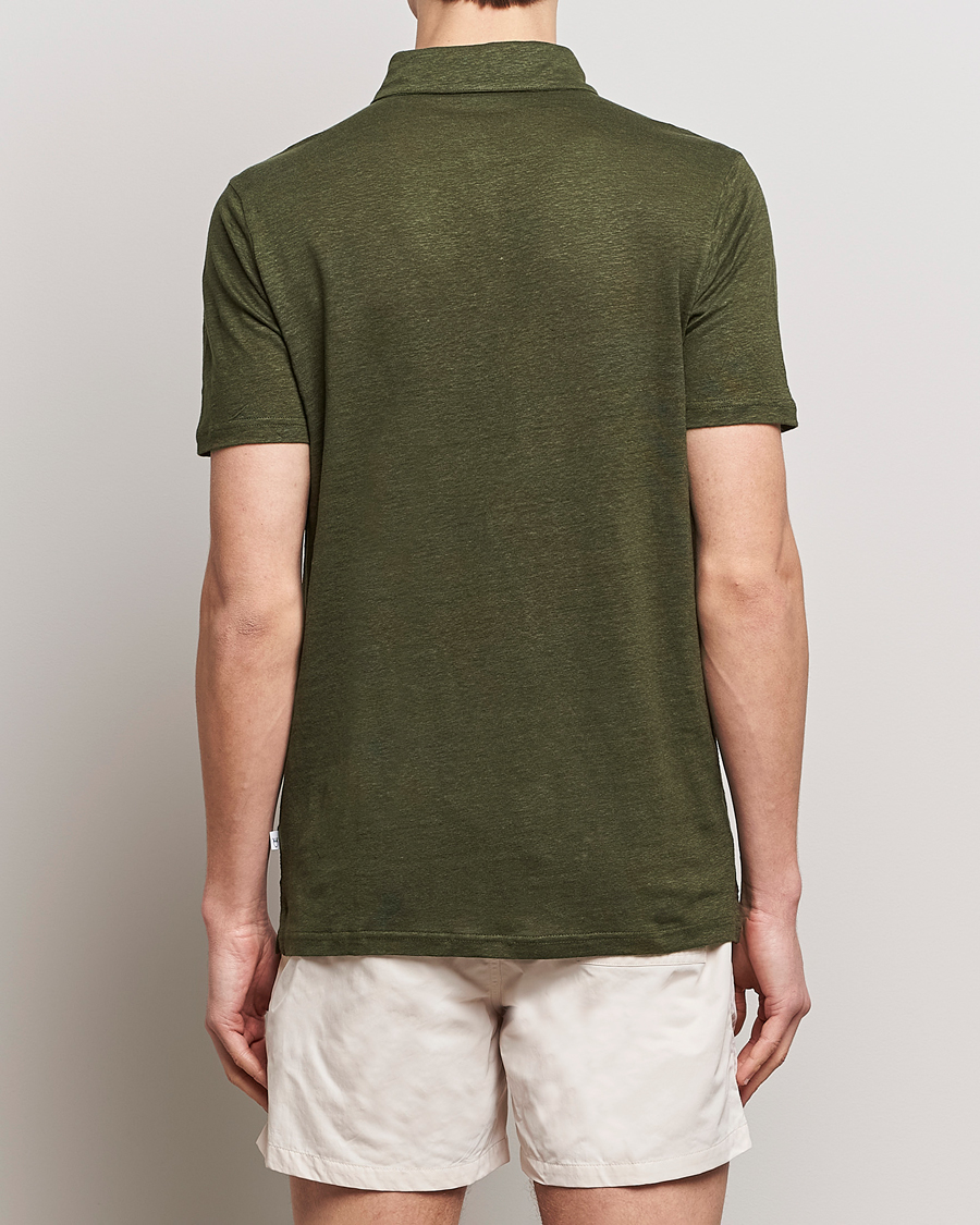 Homme | Polos | KnowledgeCotton Apparel | Regular Linen Polo Forest Night