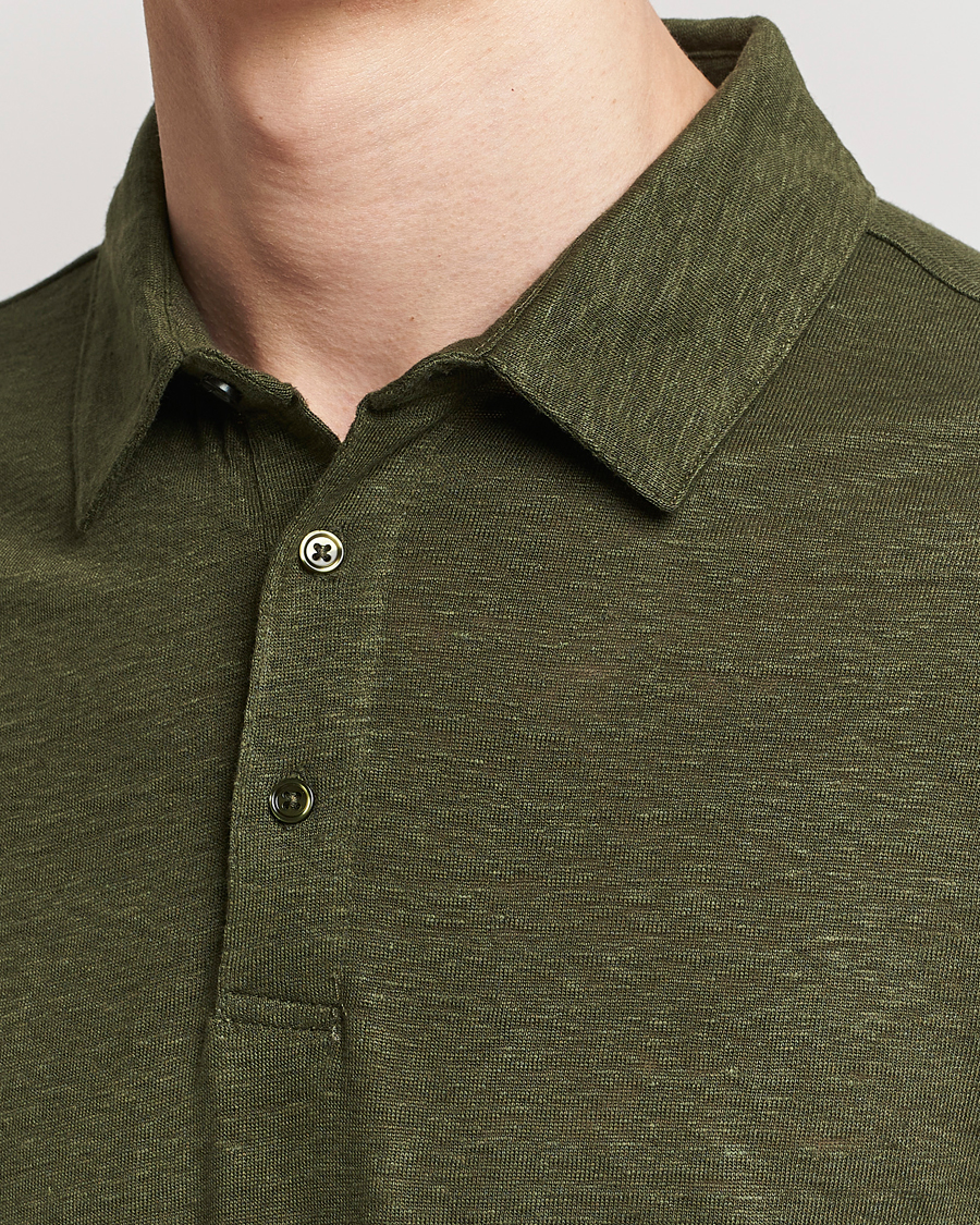Homme | Polos | KnowledgeCotton Apparel | Regular Linen Polo Forest Night