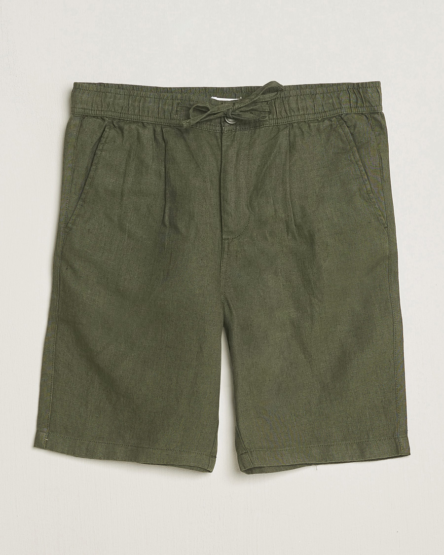 Homme | Shorts | KnowledgeCotton Apparel | Loose Linen Shorts Burnt Olive