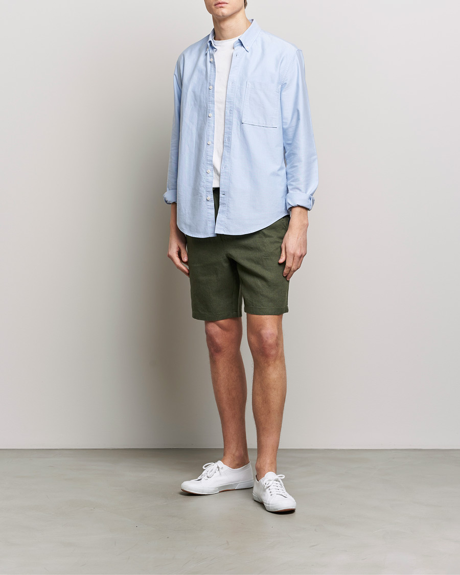 Homme | Shorts | KnowledgeCotton Apparel | Loose Linen Shorts Burnt Olive