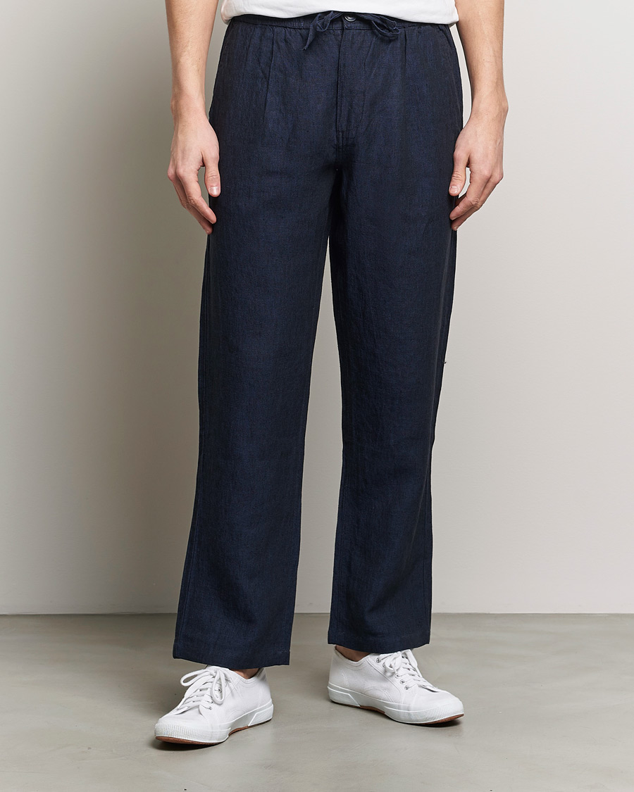 Heren | Broeken | KnowledgeCotton Apparel | Loose Linen Pants Total Eclipse