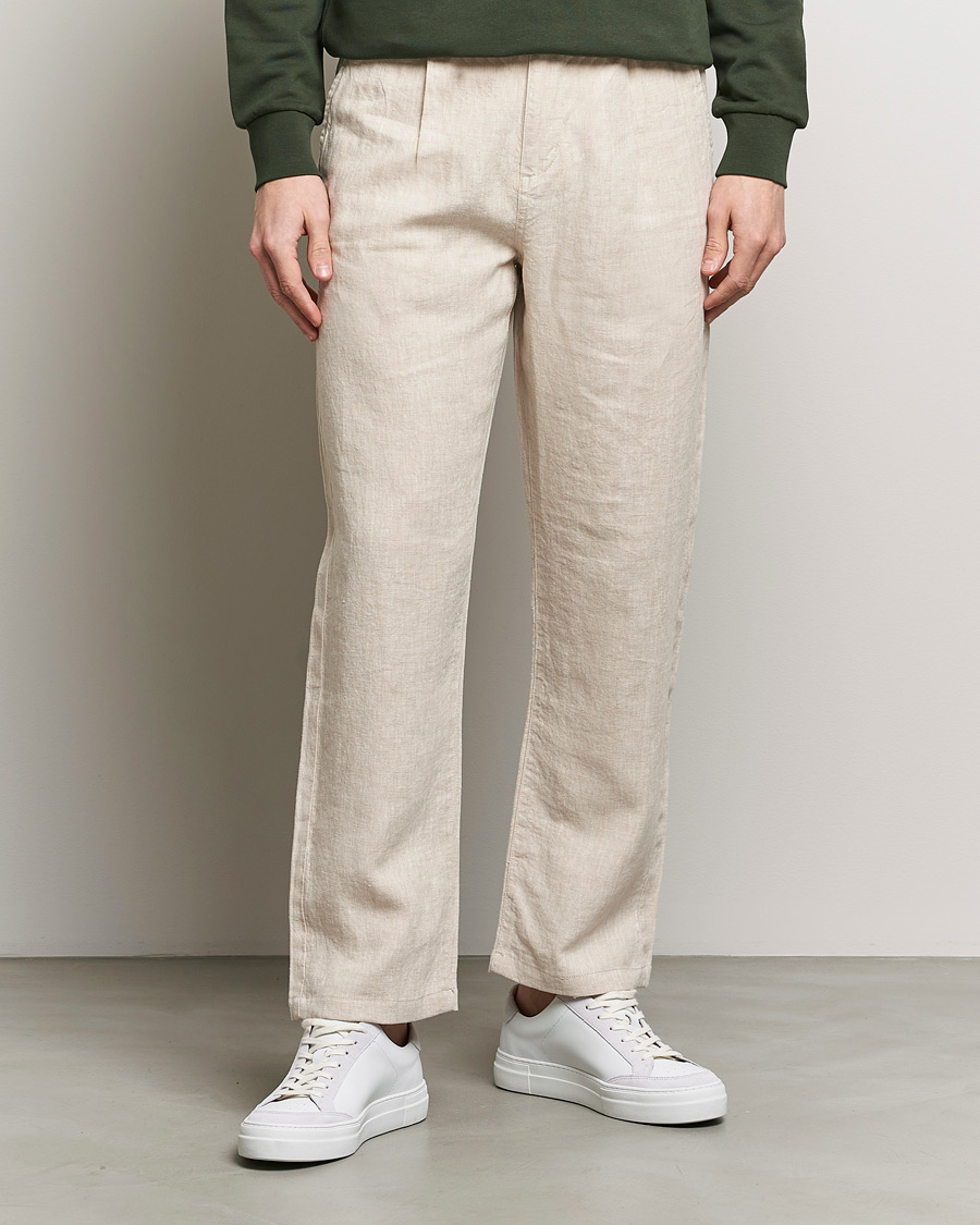 Homme | Pantalons | KnowledgeCotton Apparel | Loose Linen Pants Light Feather Grey