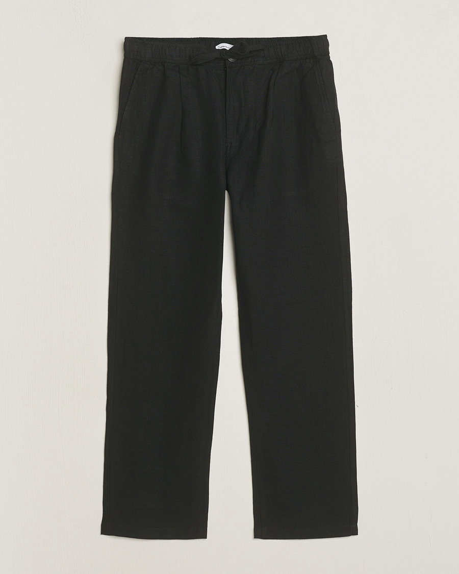 Homme | Pantalons | KnowledgeCotton Apparel | Loose Linen Pants Black