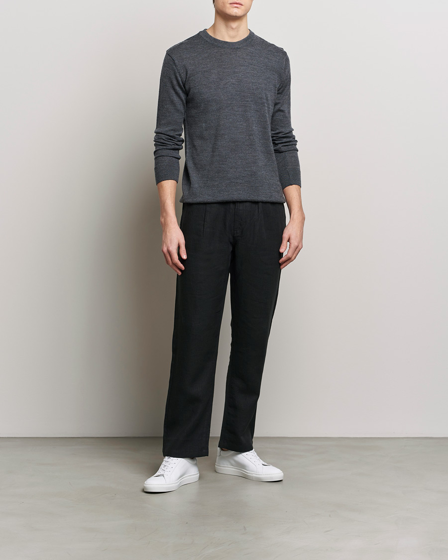 Homme | Pantalons | KnowledgeCotton Apparel | Loose Linen Pants Black