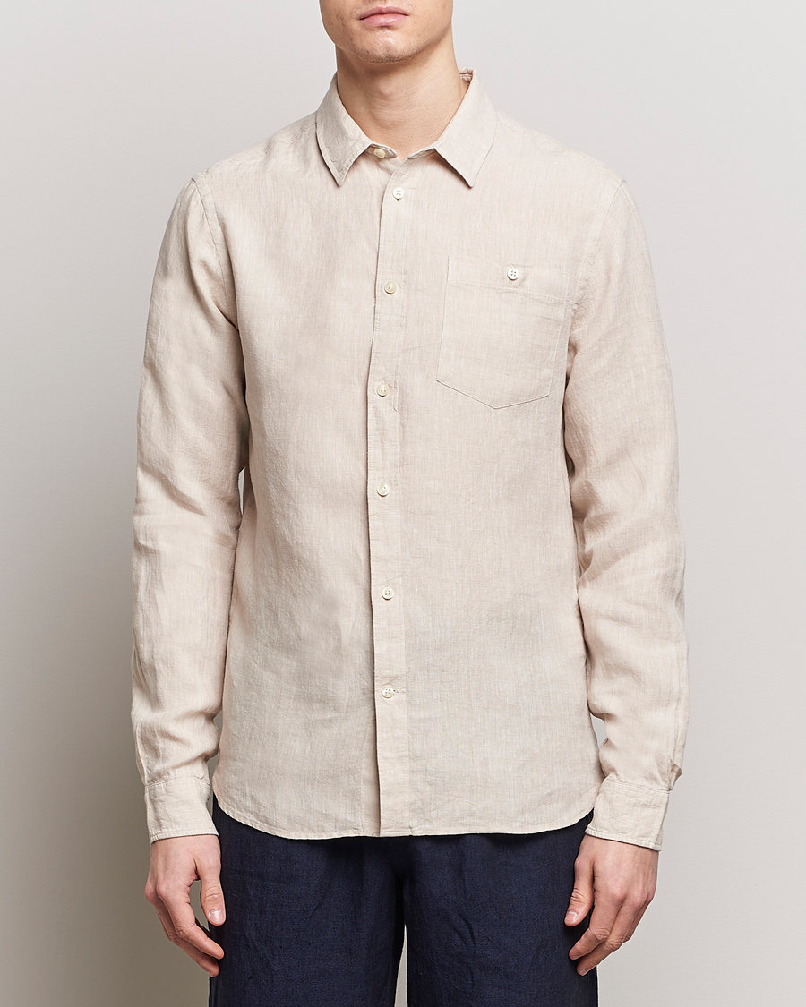 Heren | Overhemden | KnowledgeCotton Apparel | Regular Linen Shirt Light Feather Grey