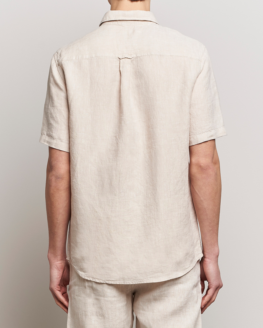 Heren | Overhemden | KnowledgeCotton Apparel | Regular Short Sleeve Linen Shirt Yarndyed Beige