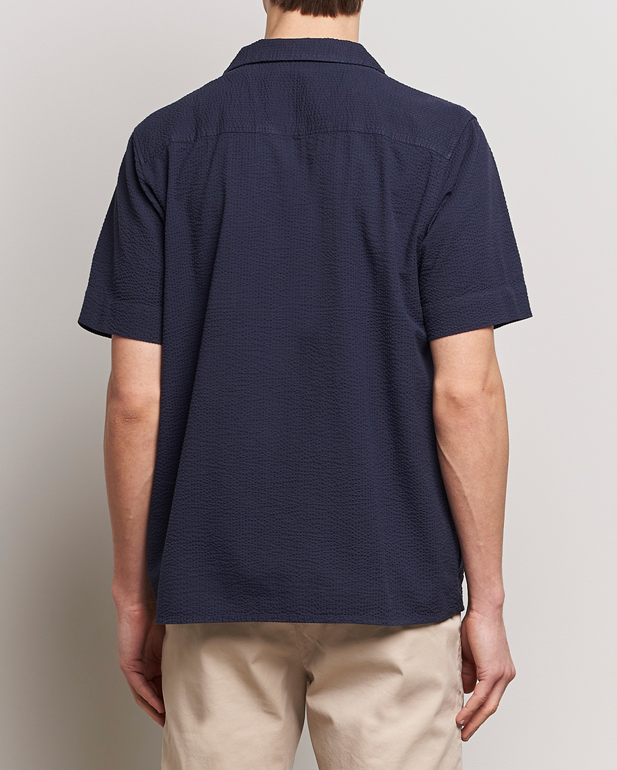 Homme | Chemises | KnowledgeCotton Apparel | Short Sleeve Seersucker Shirt Night Sky