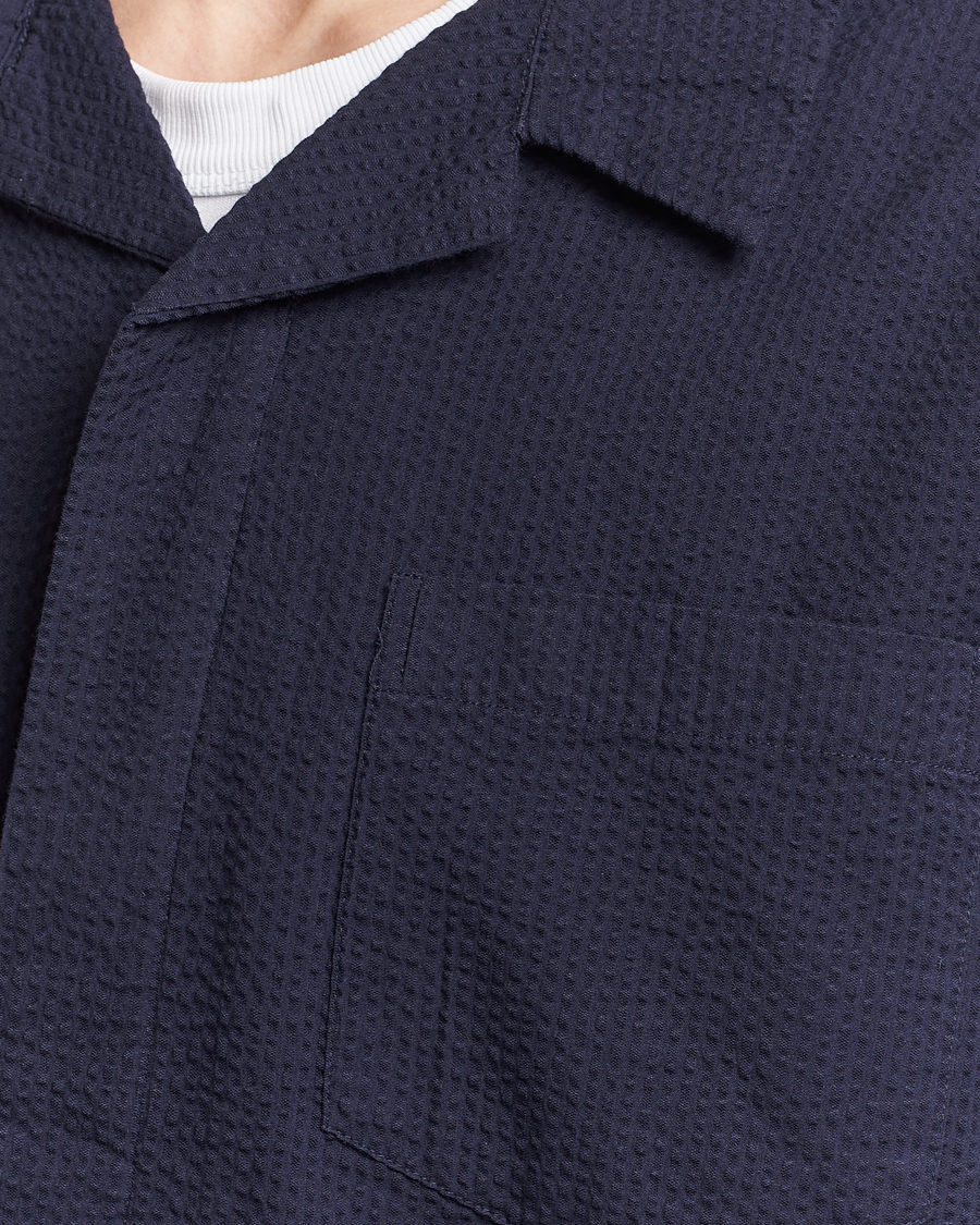 Homme | Chemises | KnowledgeCotton Apparel | Short Sleeve Seersucker Shirt Night Sky