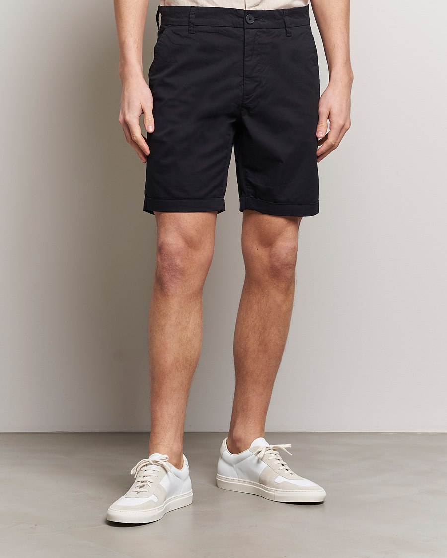 Homme | Shorts | KnowledgeCotton Apparel | Regular Chino Poplin Shorts Jet Black
