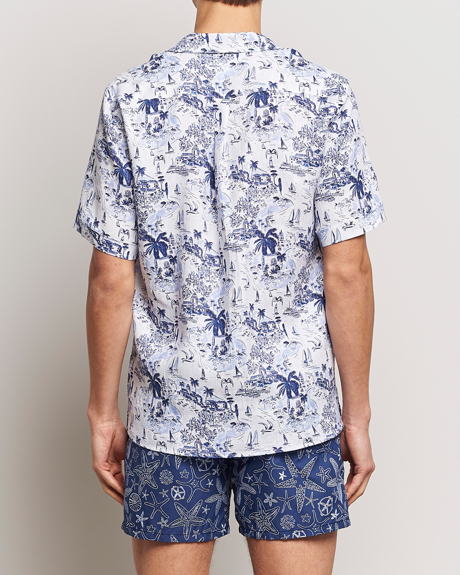 Homme | Chemises | Vilebrequin | Charli Riviera Linen Short Sleeve Shirt Encre