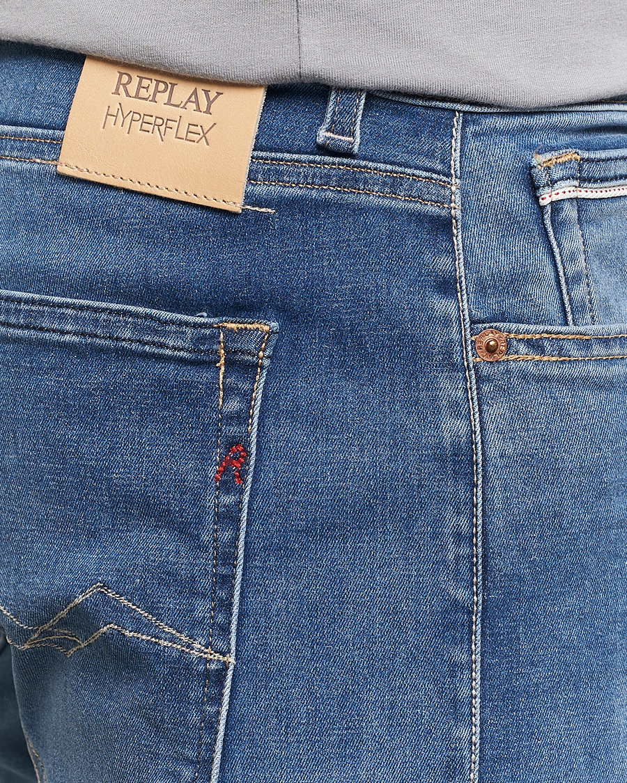 Heren | Jeans | Replay | Grover Straight Fit Hyperflex Jeans Medium Blue