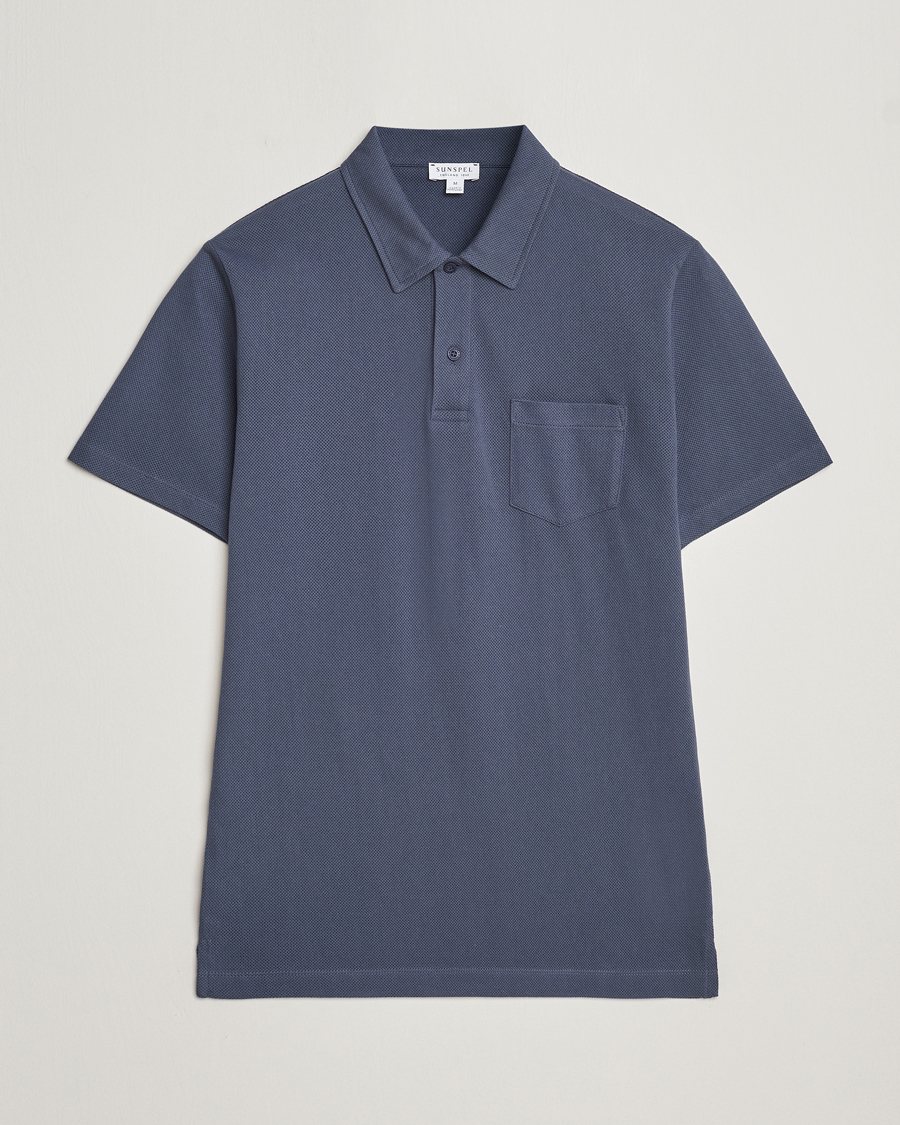 Heren | Polo's | Sunspel | Riviera Polo Shirt Slate Blue