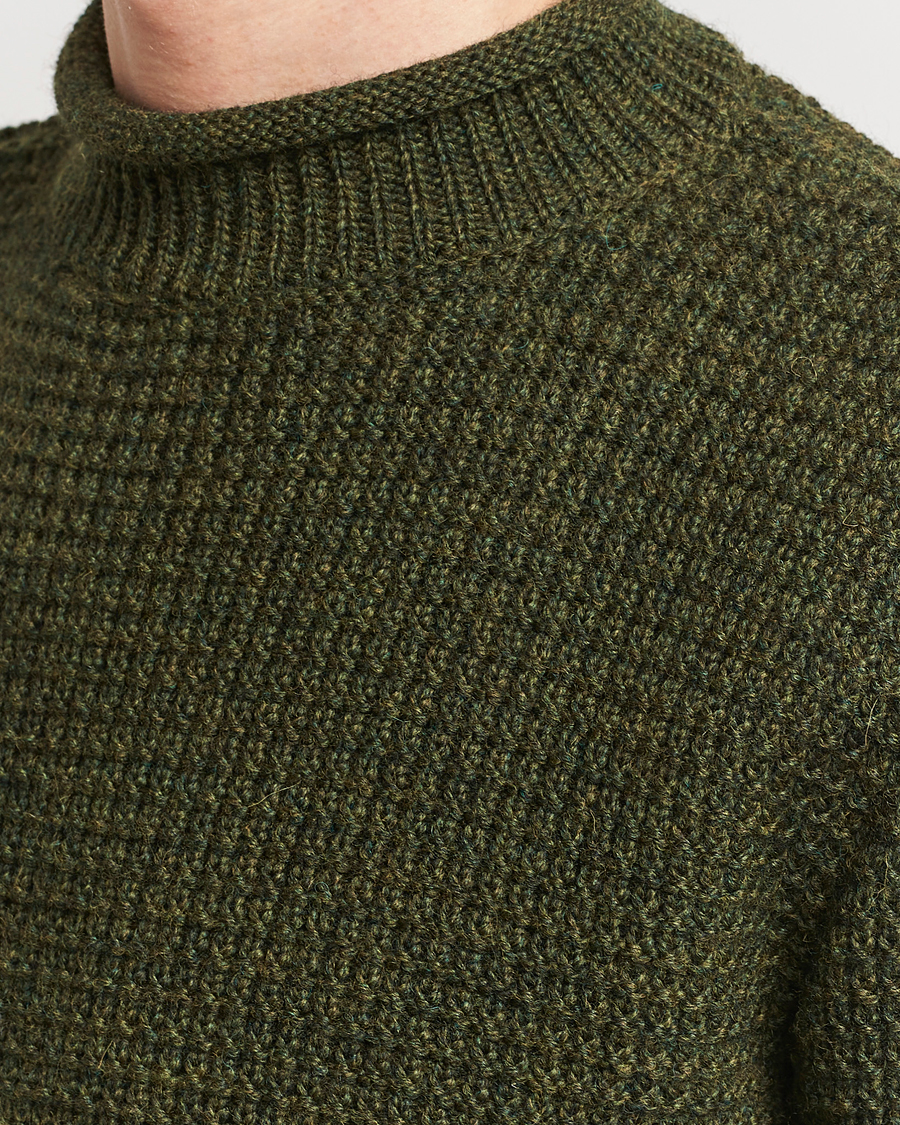 Heren | Truien | Sunspel | Fisherman Merino Wool Jumper Dark Olive