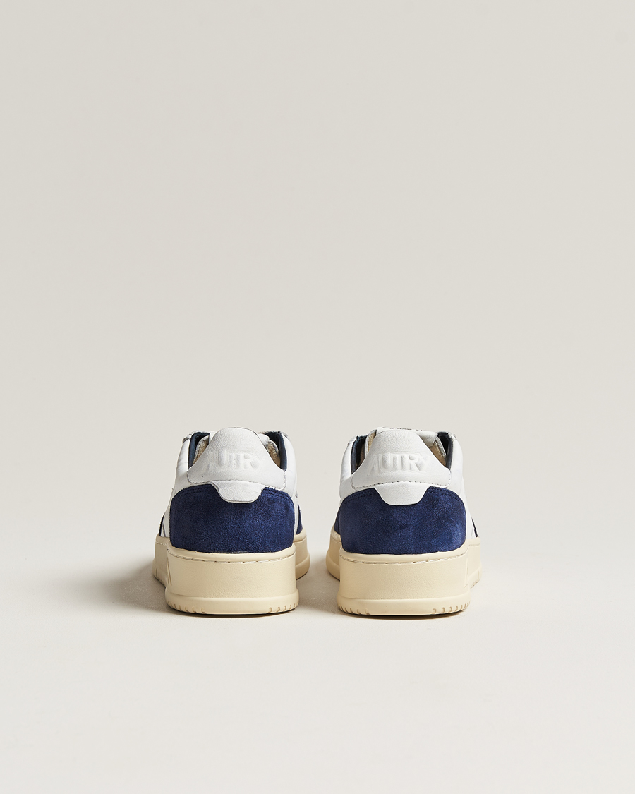 Homme | Autry Medalist Low Goat/Suede Sneaker White/Navy | Autry | Medalist Low Goat/Suede Sneaker White/Navy