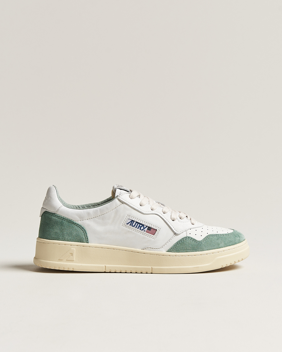Homme | Autry Medalist Low Goat/Suede Sneaker White/Military | Autry | Medalist Low Goat/Suede Sneaker White/Military
