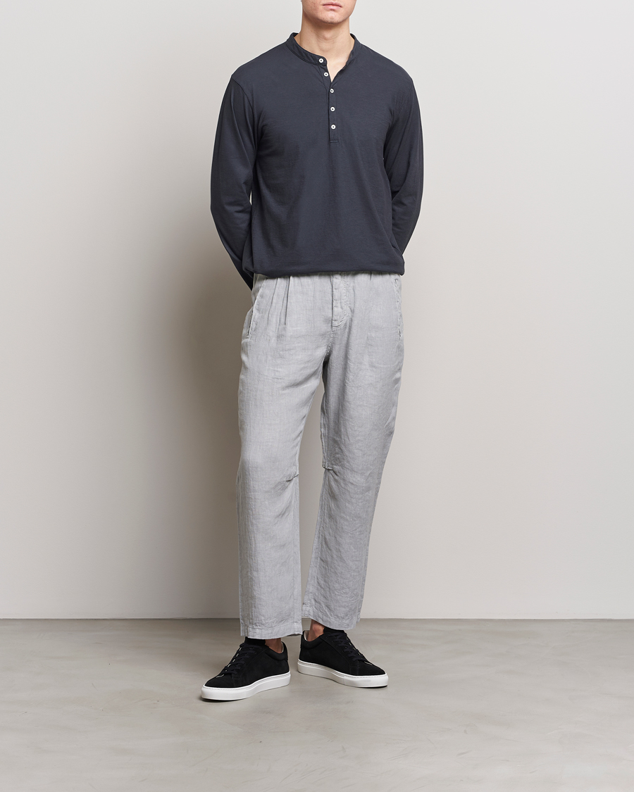 Heren | Truien | Massimo Alba | Hawai Watercolor Henley Washed Black
