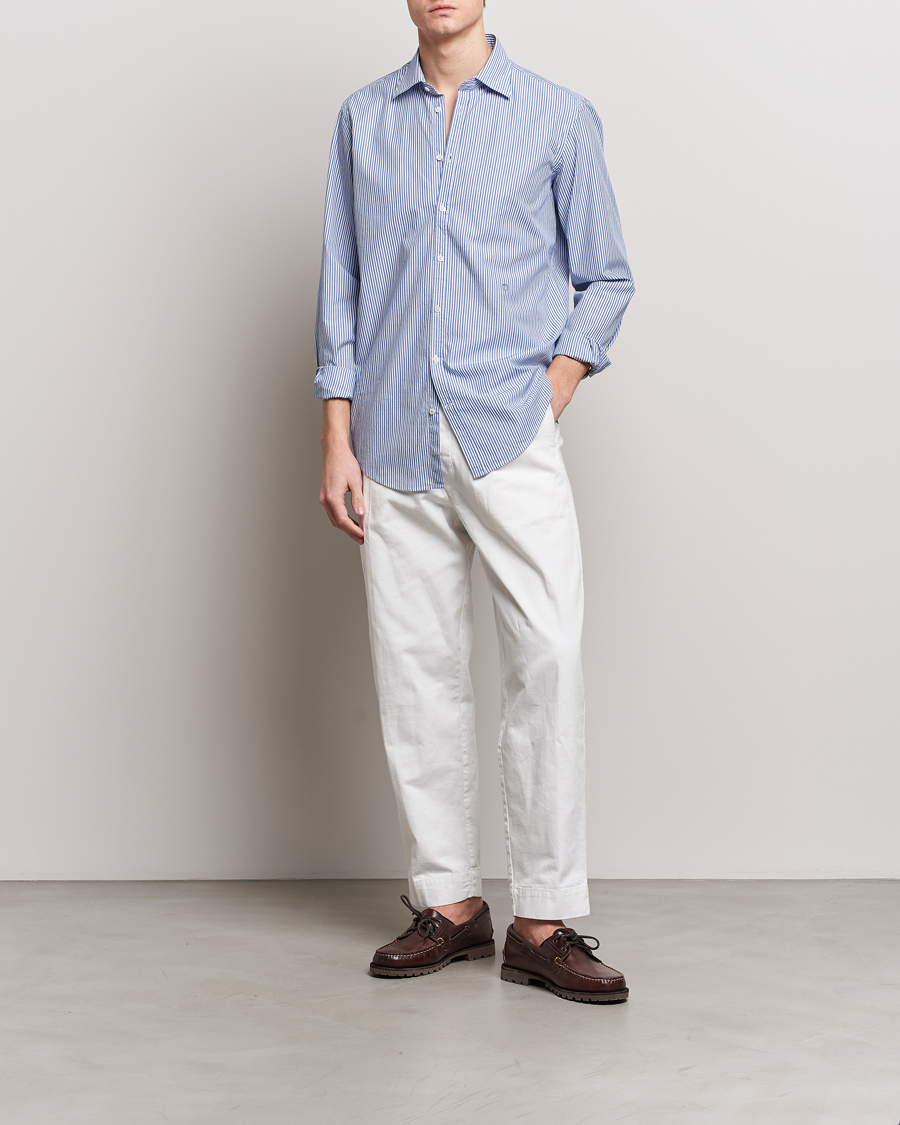 Homme | Chemises | Massimo Alba | Genova Striped Cotton Shirt Blue Stripes