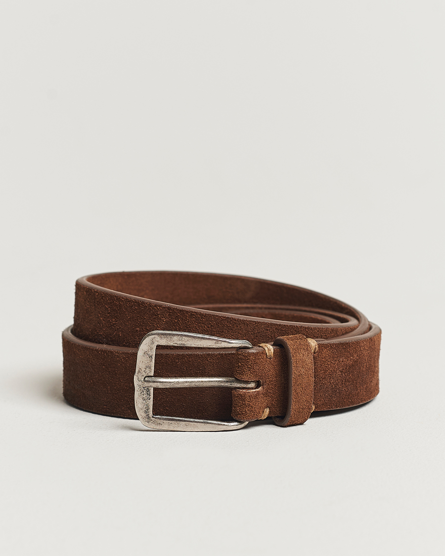 Homme | Massimo Alba Narrow Suede Belt Dark Brown | Massimo Alba | Narrow Suede Belt Dark Brown