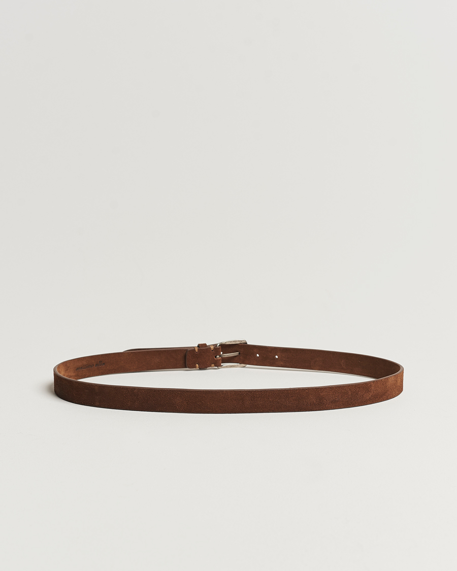 Homme | Massimo Alba Narrow Suede Belt Dark Brown | Massimo Alba | Narrow Suede Belt Dark Brown