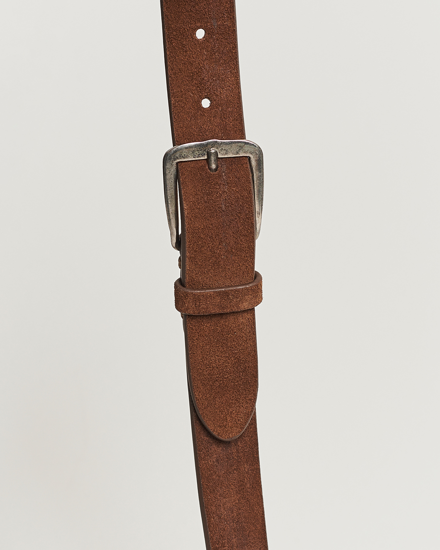Homme | Massimo Alba Narrow Suede Belt Dark Brown | Massimo Alba | Narrow Suede Belt Dark Brown