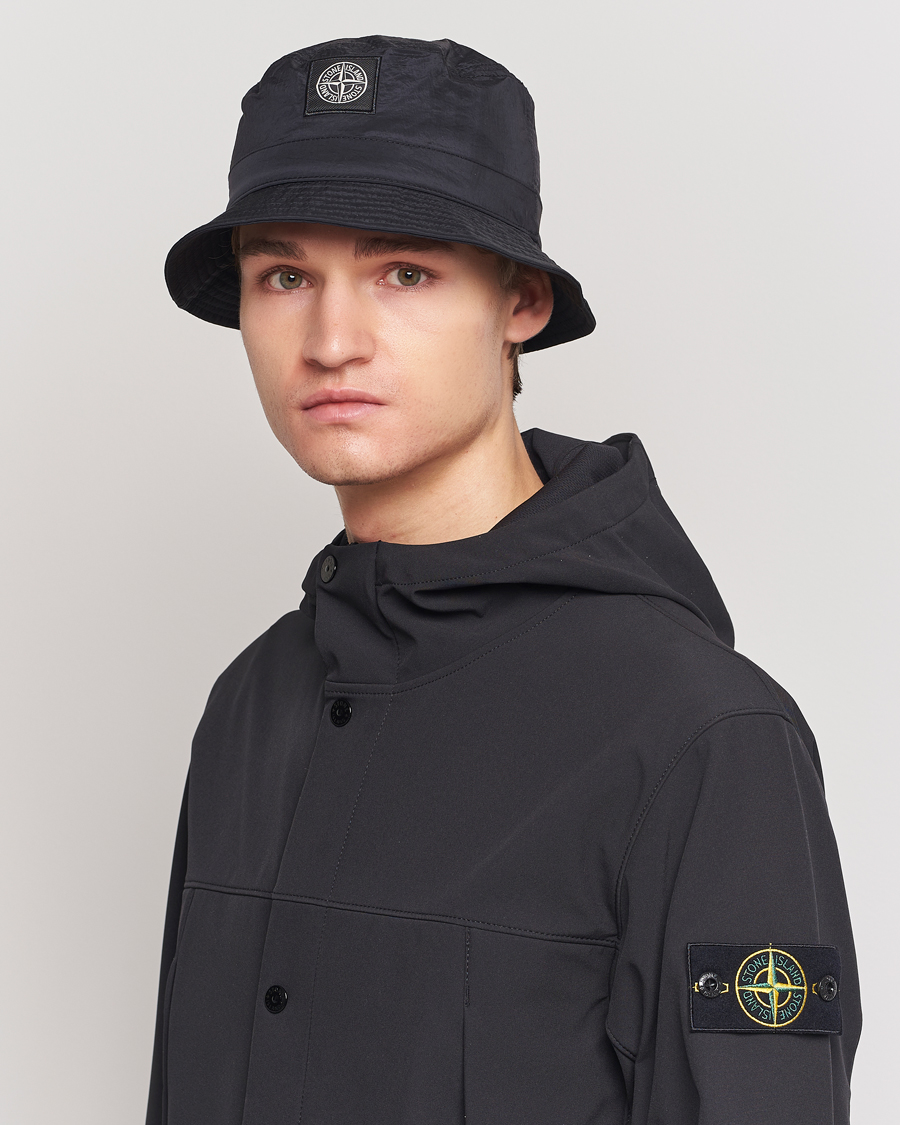 Homme | Stone Island Logo Bucket Hat Black | Stone Island | Logo Bucket Hat Black