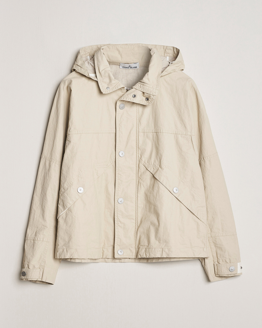 Homme | Manteaux Et Vestes | Stone Island | Marina Pleated Linen Hood Jacket Natural Beige