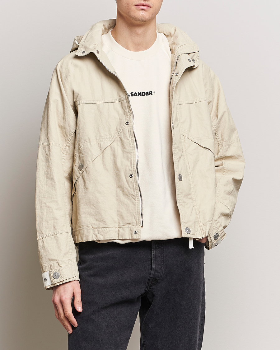 Homme | Manteaux Et Vestes | Stone Island | Marina Pleated Linen Hood Jacket Natural Beige