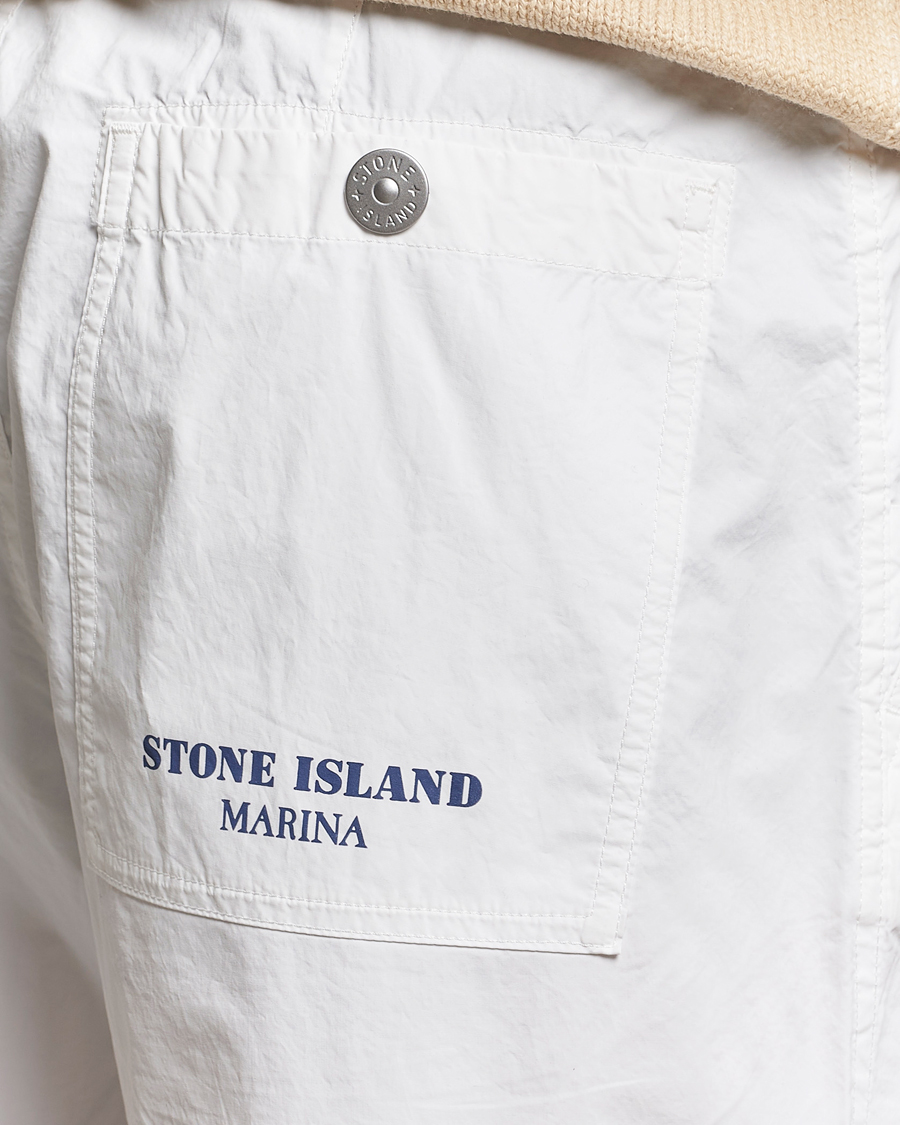 Homme | Pantalons | Stone Island | Marina Washed Cotton Canvas Trousers White
