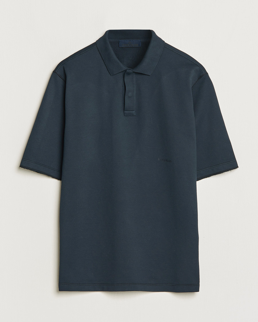 Homme | Polos | Stone Island | Ghost Garment Dyed Organic Cotton Poloshirt Navy Blue