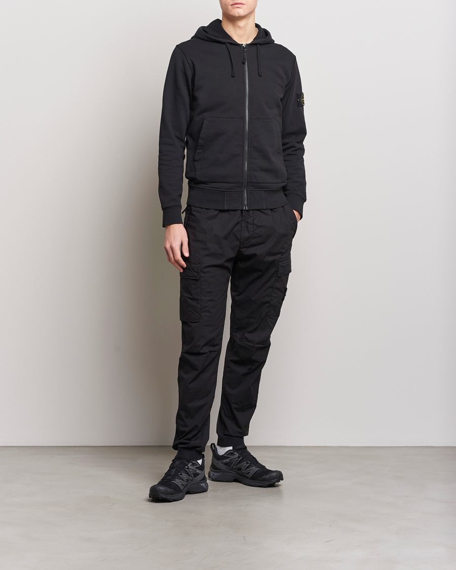 Homme | Pulls Et Tricots | Stone Island | Garment Dyed Cotton Fleece Full Zip Hood Black