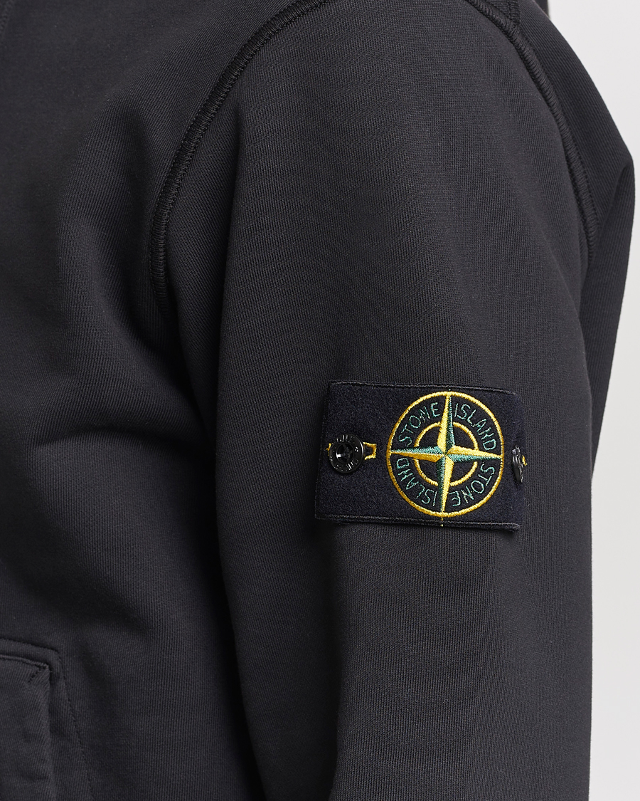 Homme | Pulls Et Tricots | Stone Island | Garment Dyed Cotton Fleece Full Zip Hood Black
