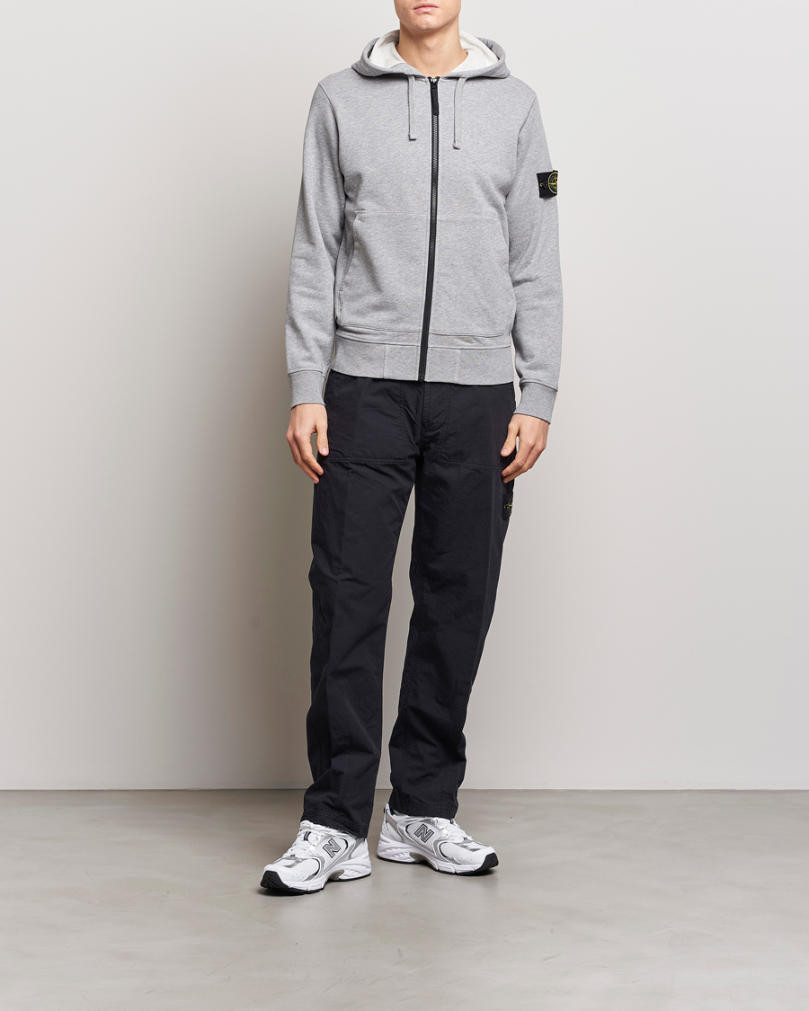 Homme | Pulls Et Tricots | Stone Island | Garment Dyed Cotton Fleece Full Zip Hood Melange Grey