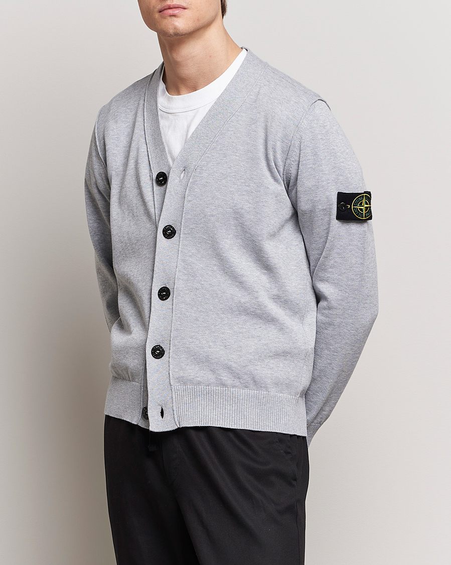 Heren | Truien | Stone Island | Soft Organic Cotton Cardigan Dark Grey Melange