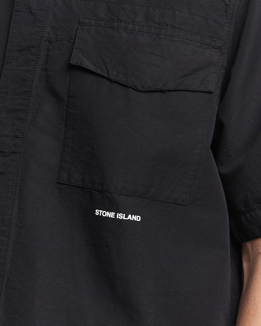 Homme | Chemises | Stone Island | Cotton/Hemp Short Sleeve Shirts Black