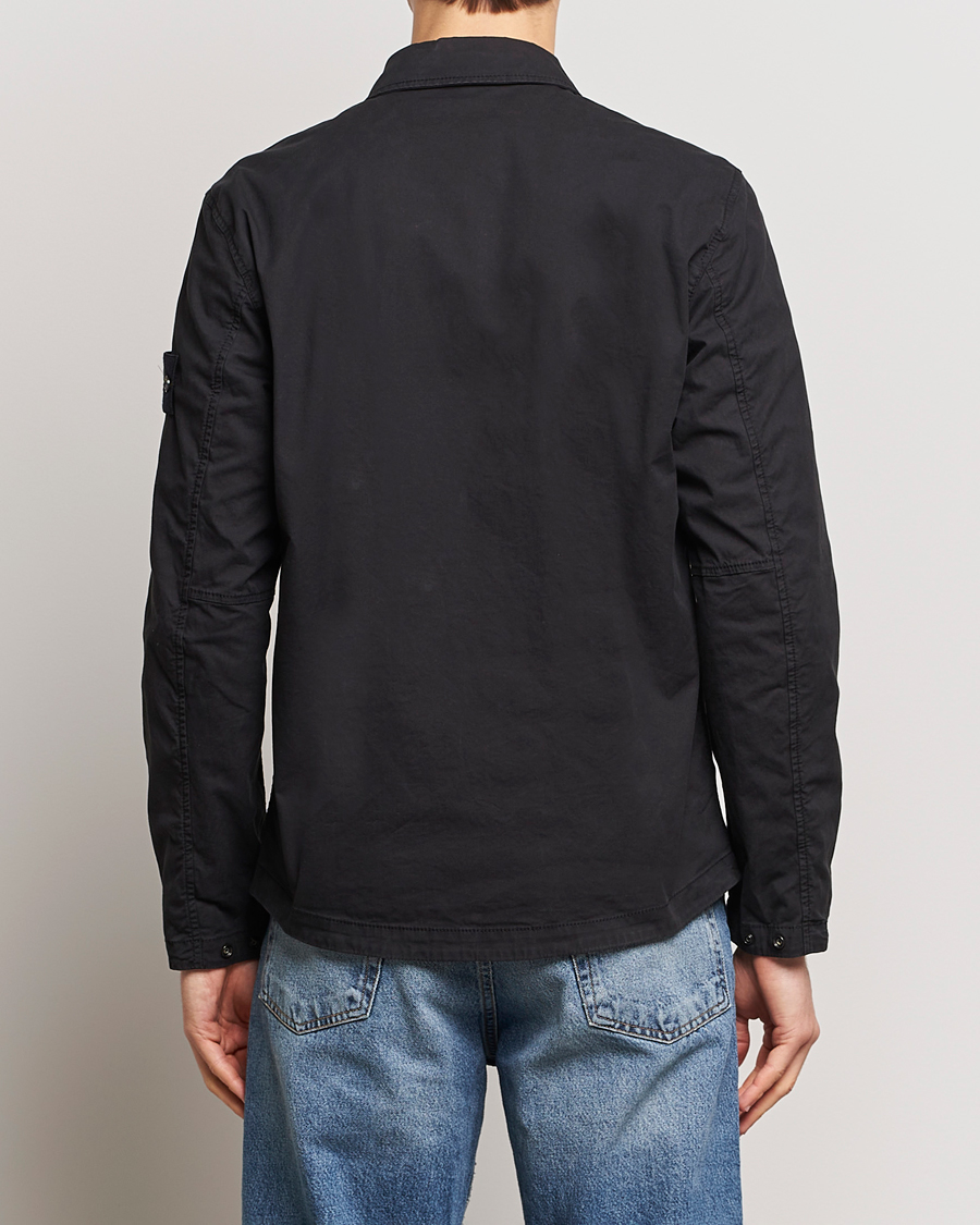 Homme | Chemises | Stone Island | Cotton Twill Stretch Zip Overshirt Black