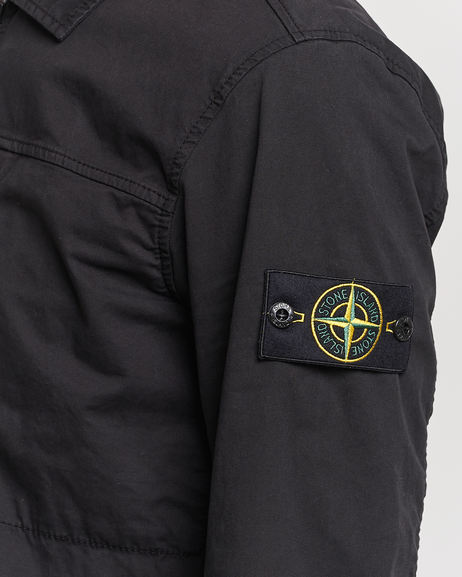 Homme | Chemises | Stone Island | Cotton Twill Stretch Zip Overshirt Black