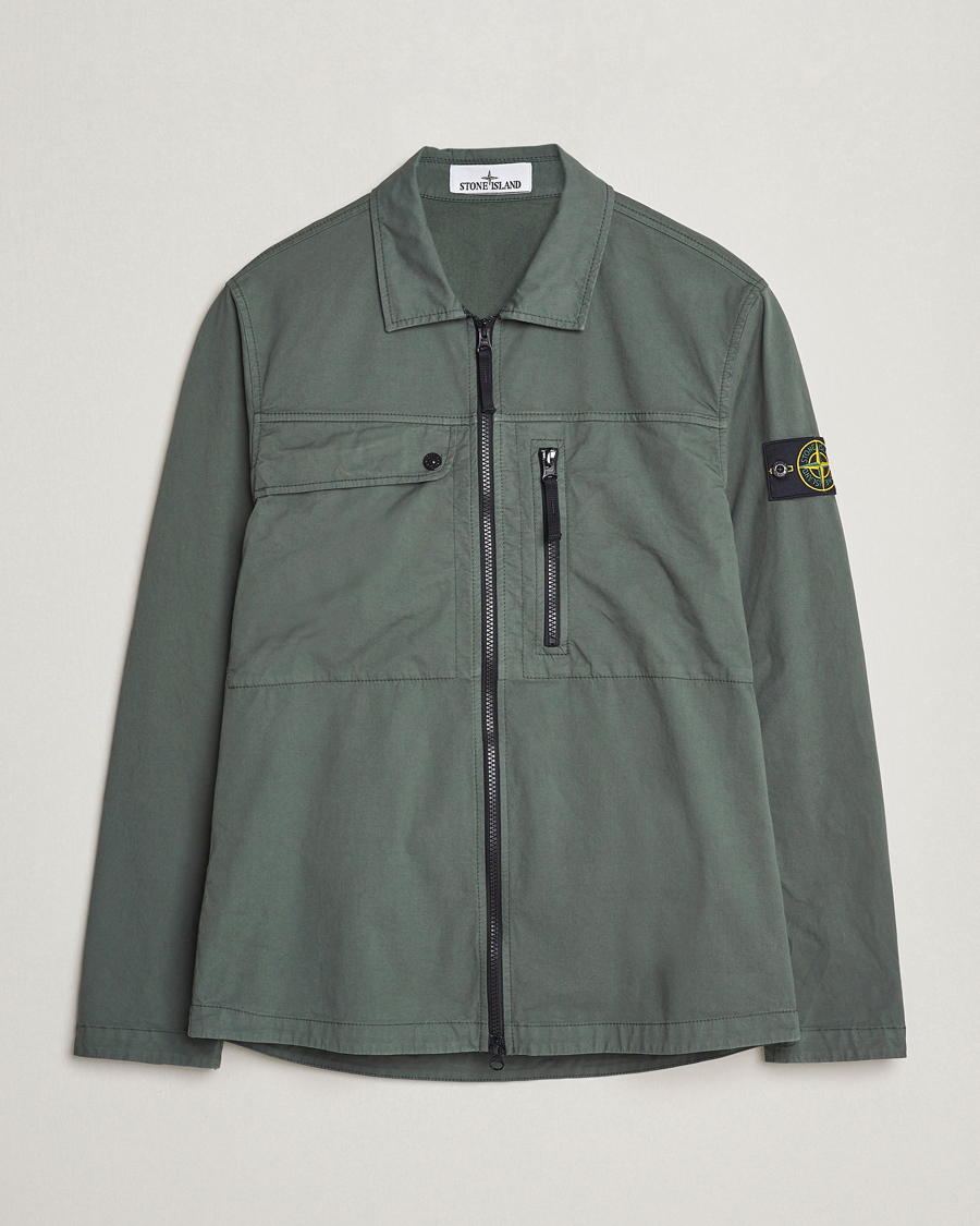 Homme | Chemises | Stone Island | Cotton Twill Stretch Zip Overshirt Musk