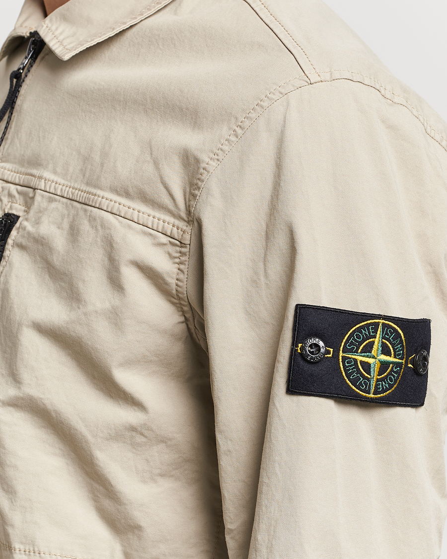 Homme | Chemises | Stone Island | Cotton Twill Stretch Zip Overshirt Sand