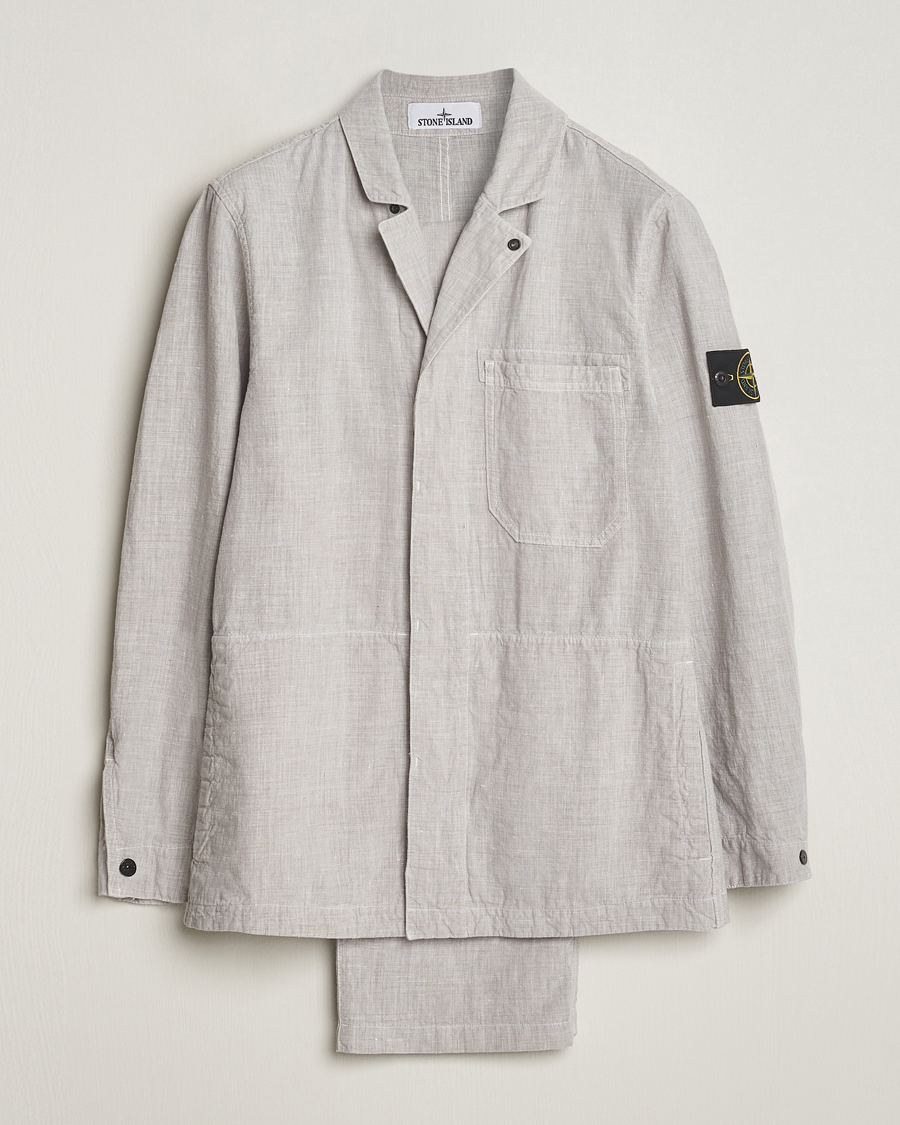 Homme | Costumes | Stone Island | Linen Nylon Relaxed Suit Dove Grey