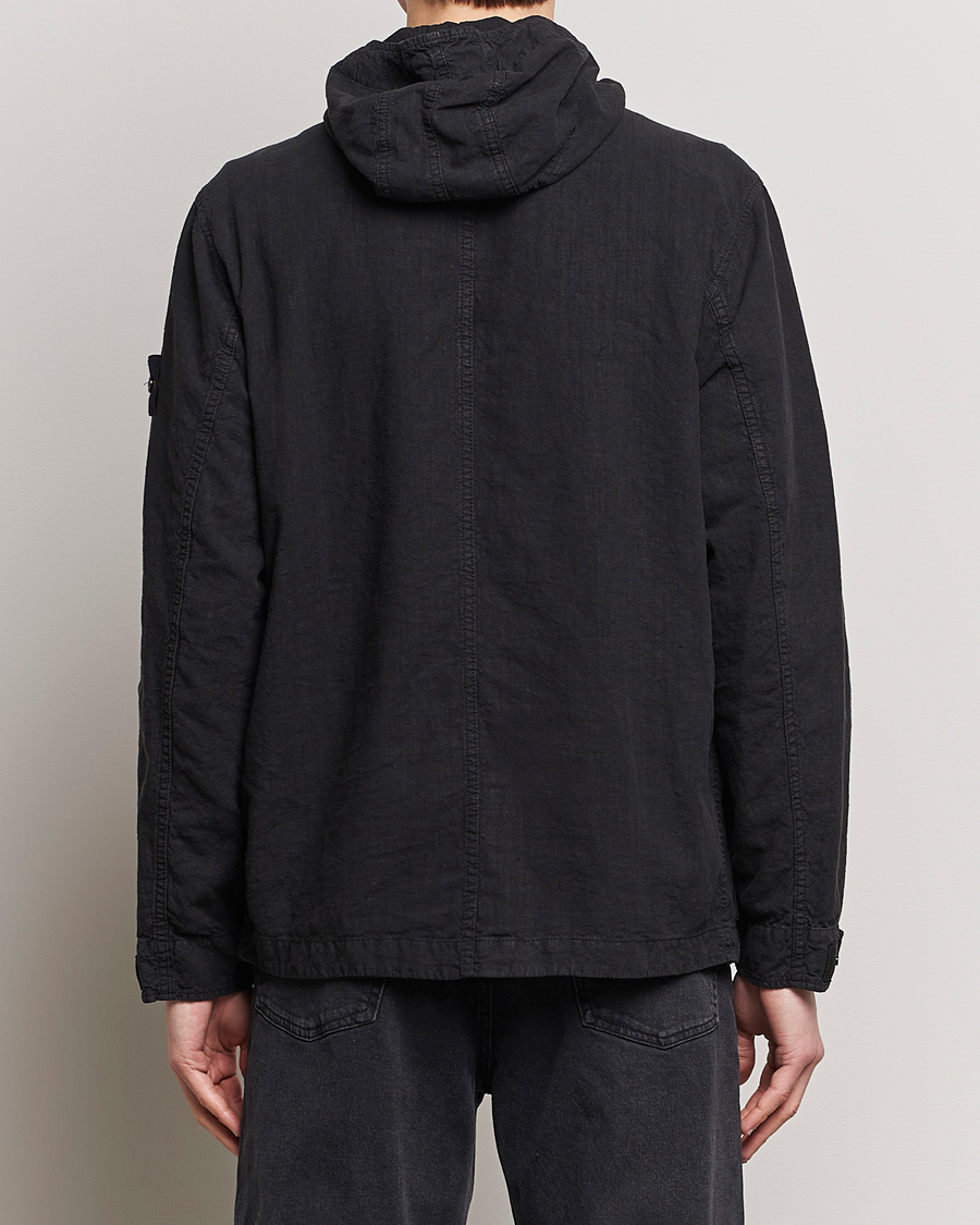 Homme | Manteaux Et Vestes | Stone Island | Linen Nylon Hooded Jacket Black
