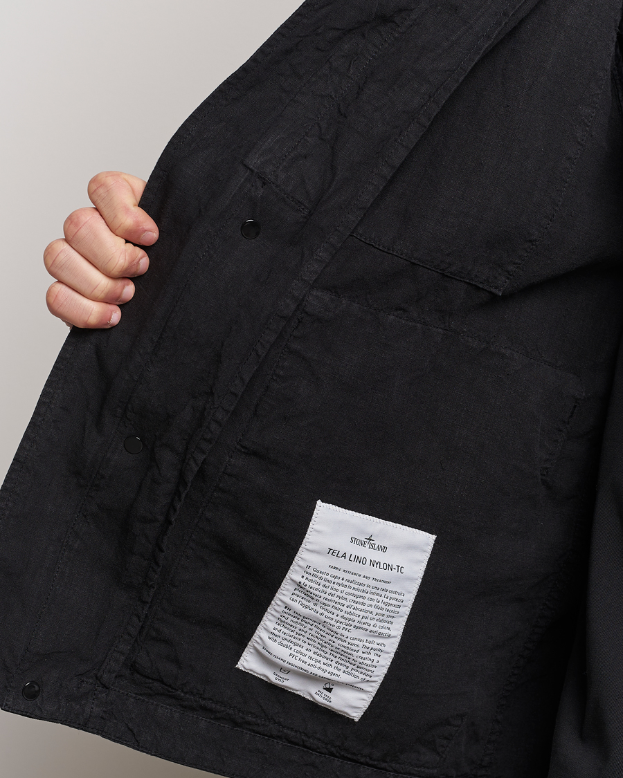 Homme | Manteaux Et Vestes | Stone Island | Linen Nylon Hooded Jacket Black
