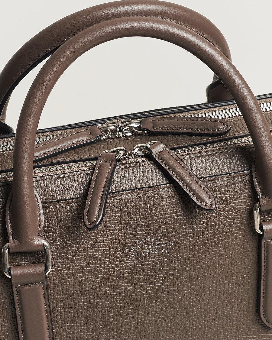 Heren | Tassen | Smythson | Ludlow Large Briefcase with Zip Front Dark Taupe