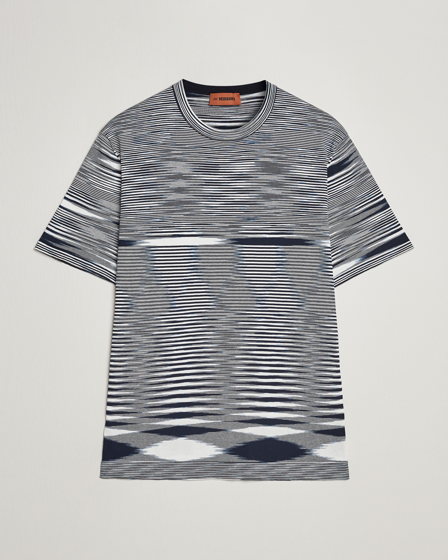Homme | T-shirts | Missoni | Space Dyed Knitted T-Shirt White/Navy